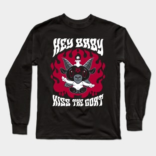 Kiss the Goat - Baphomet - Creepy Cute Goth - Ghost Long Sleeve T-Shirt